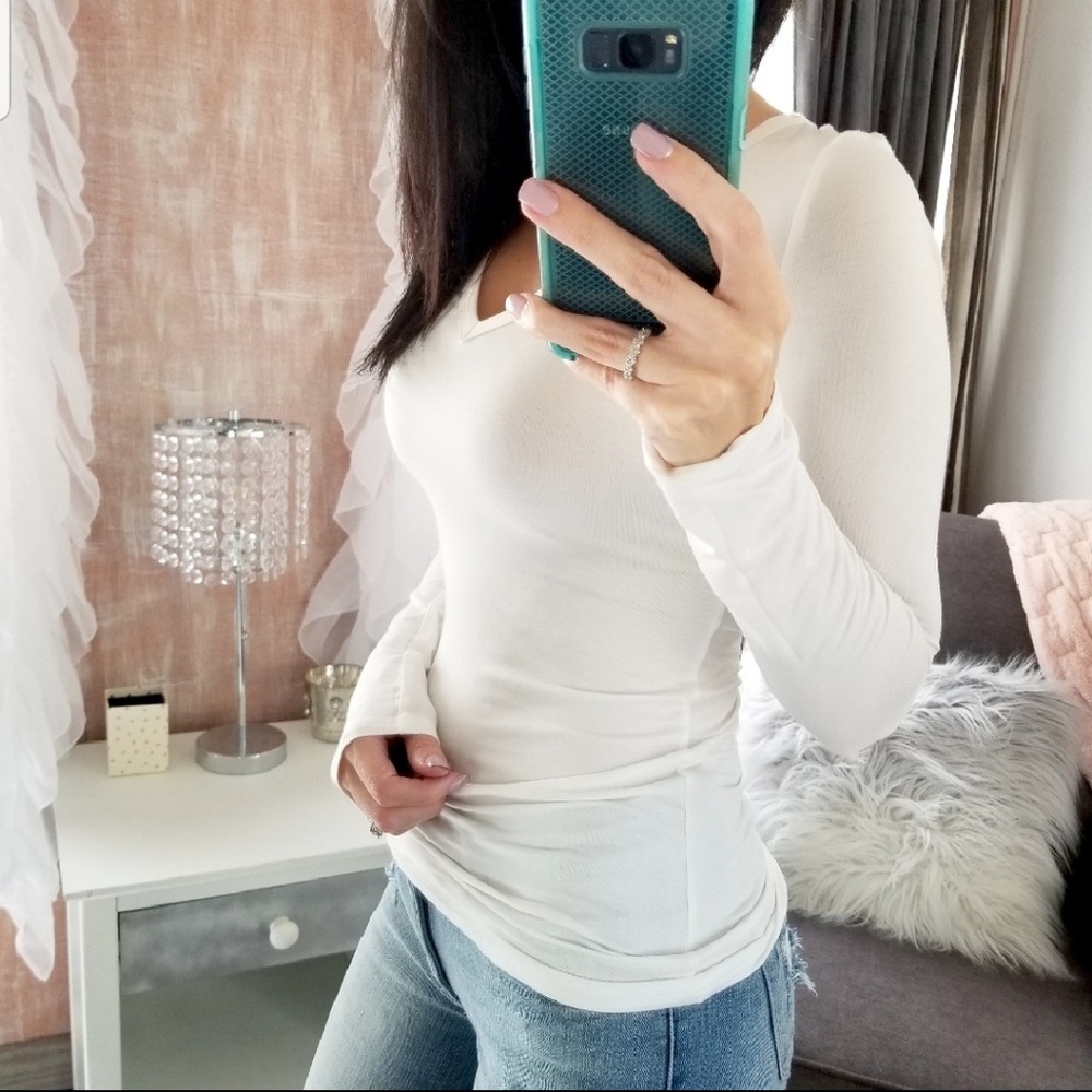 White L/S Basic Tee - Picture 3 of 6